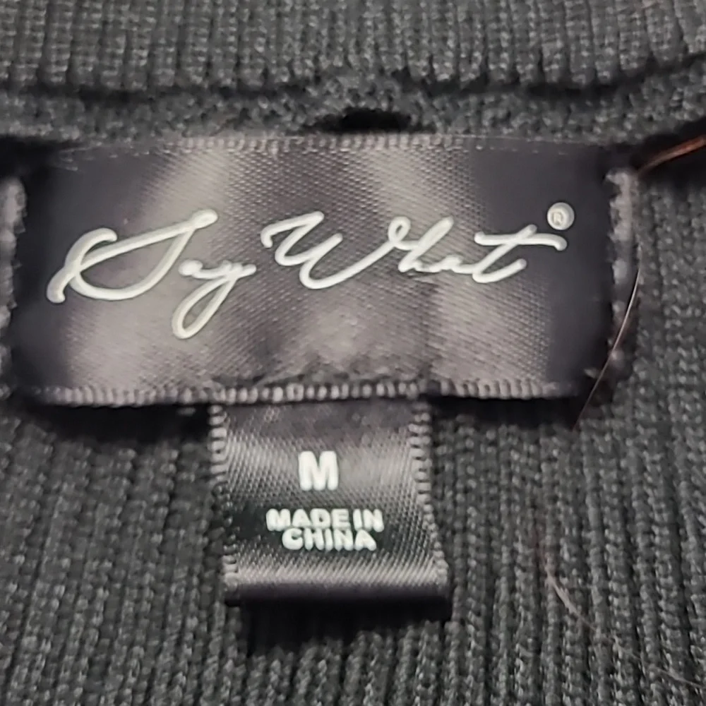 Sexy Knit Dress Size Medium Black Ribbed Bodycon Stretch Date Night Fall - Picture 5 of 7